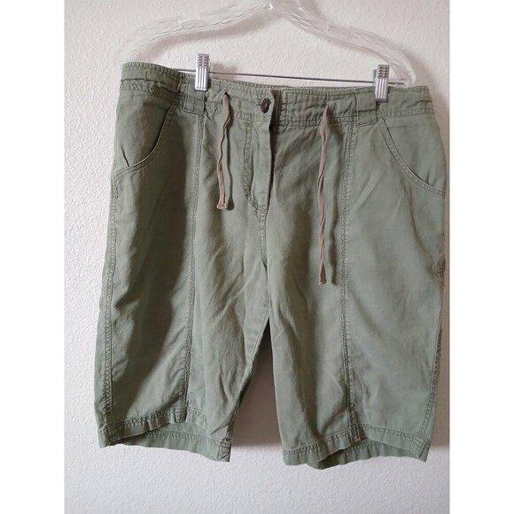 Ac-tiv-ology Womens Shorts Bermuda Green Linen Blend Size Large - Picture 1 of 13